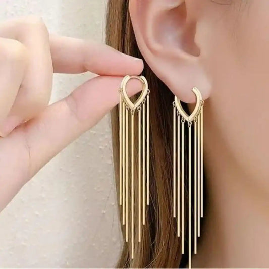 Golden Heart Tassel Earrings