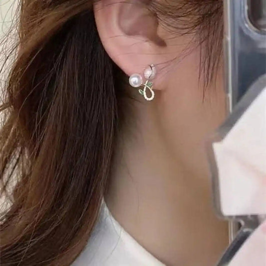 Blush Tulip Pearl Drop Earrings