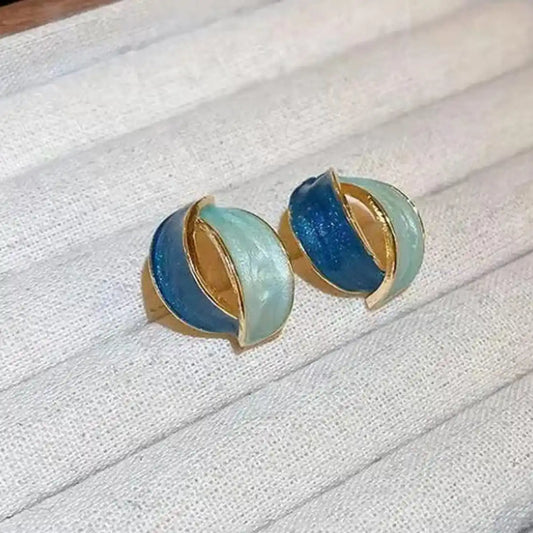 Ocean Marble Enamel Hoop Earrings