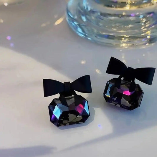 Midnight Crystal Bow Earrings