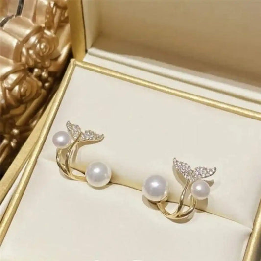 Celestial Angel Wing Pearl Earrings